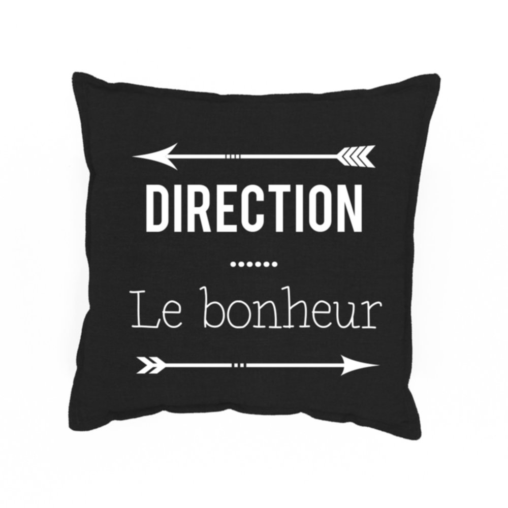 Coussin imprimé texto Direction 40 x 40 cm coton - TODAY