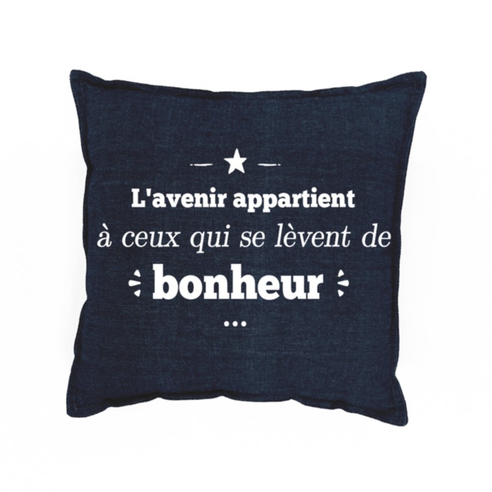 Coussin imprimé texto Avenir 40 x 40 cm coton - TODAY