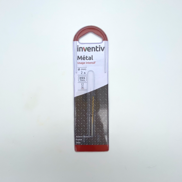 Foret métal HSS titane Ø2,5 mm - INVENTIV