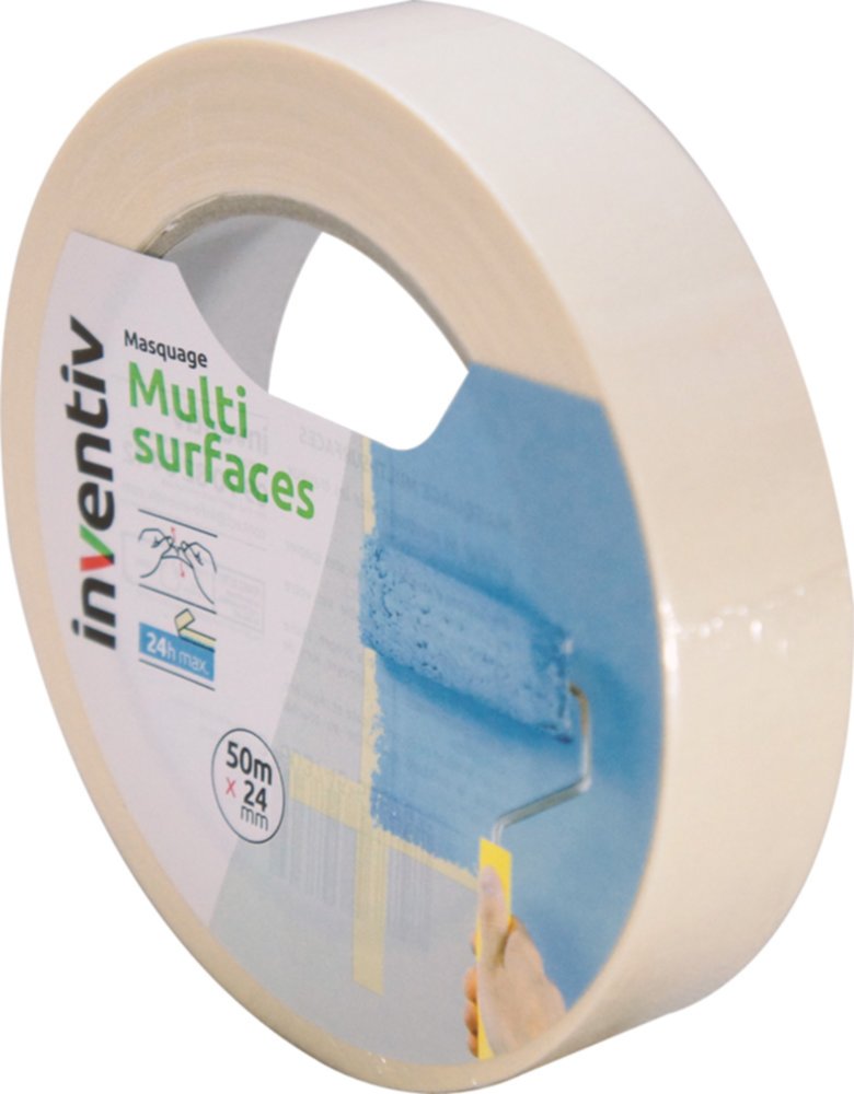 Ruban de masquage Multisurfaces 50mx24mm - INVENTIV