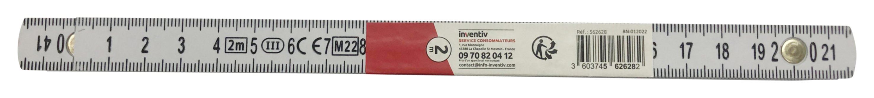 Mesure pliante plastique 2 m x 15 mm - INVENTIV