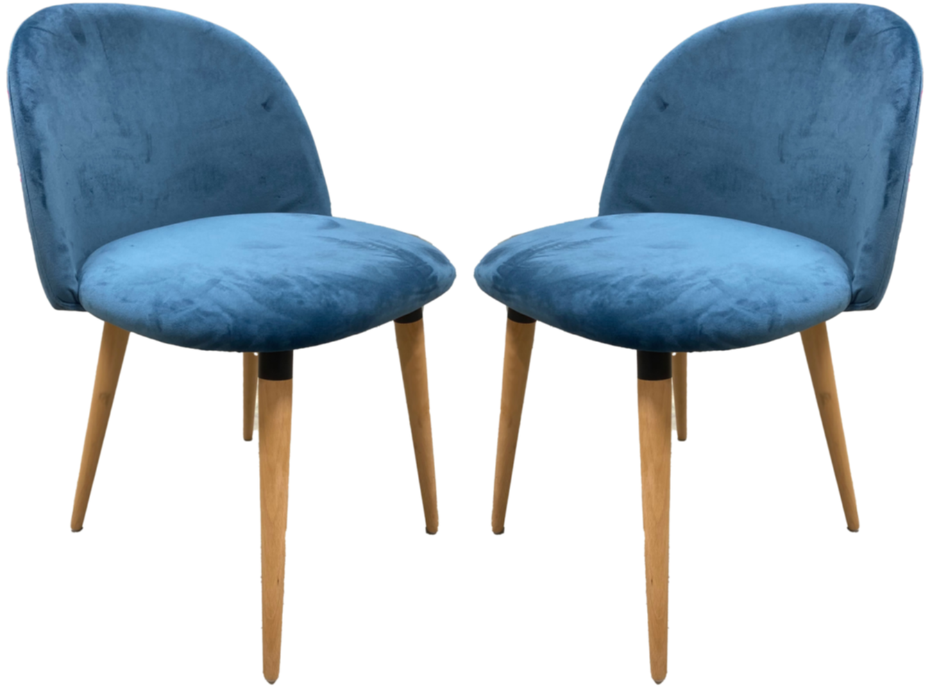 2 chaises en bois Alya velours bleu - INVENTIV