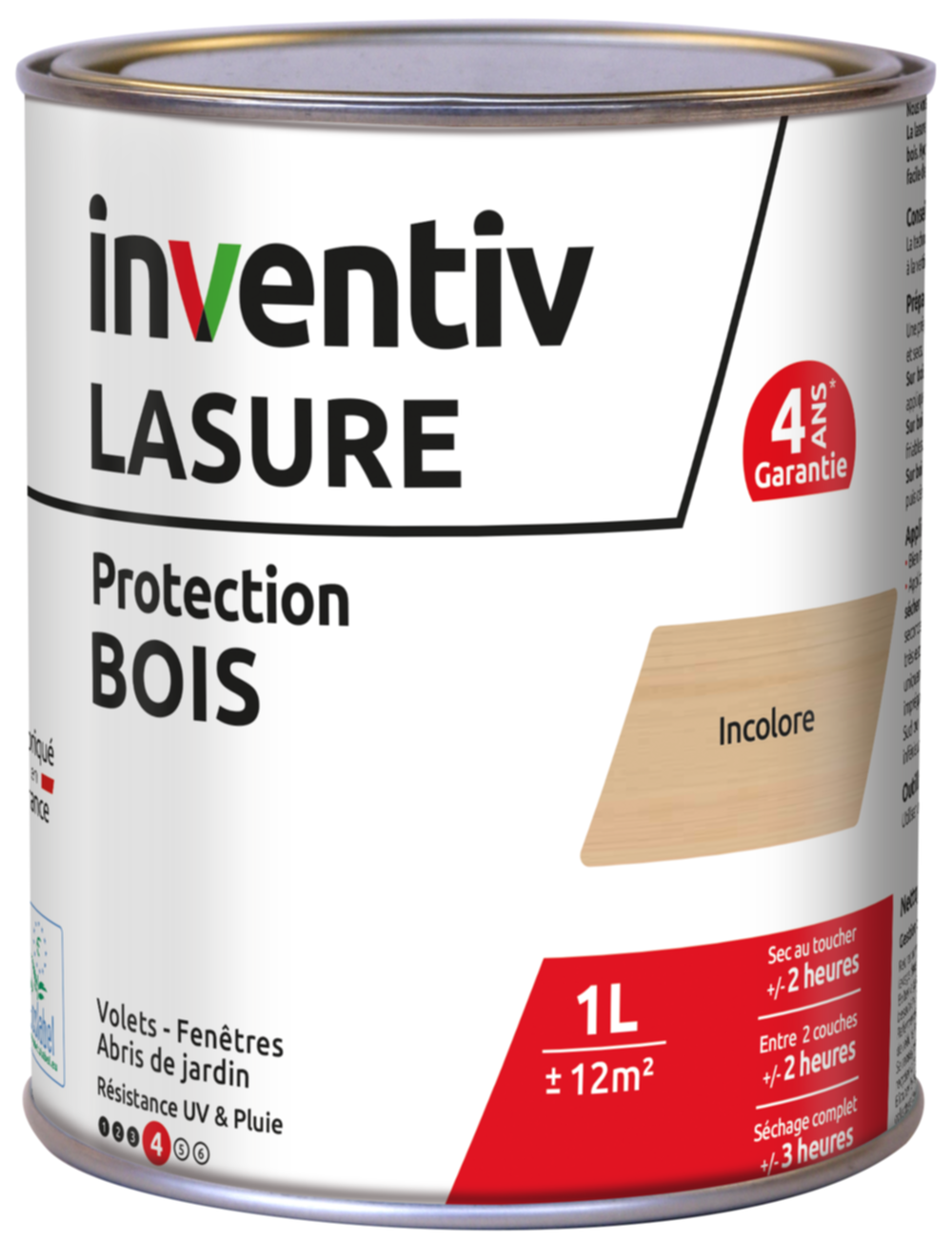 Lasure 4 ans chêne moyen 1 L - INVENTIV