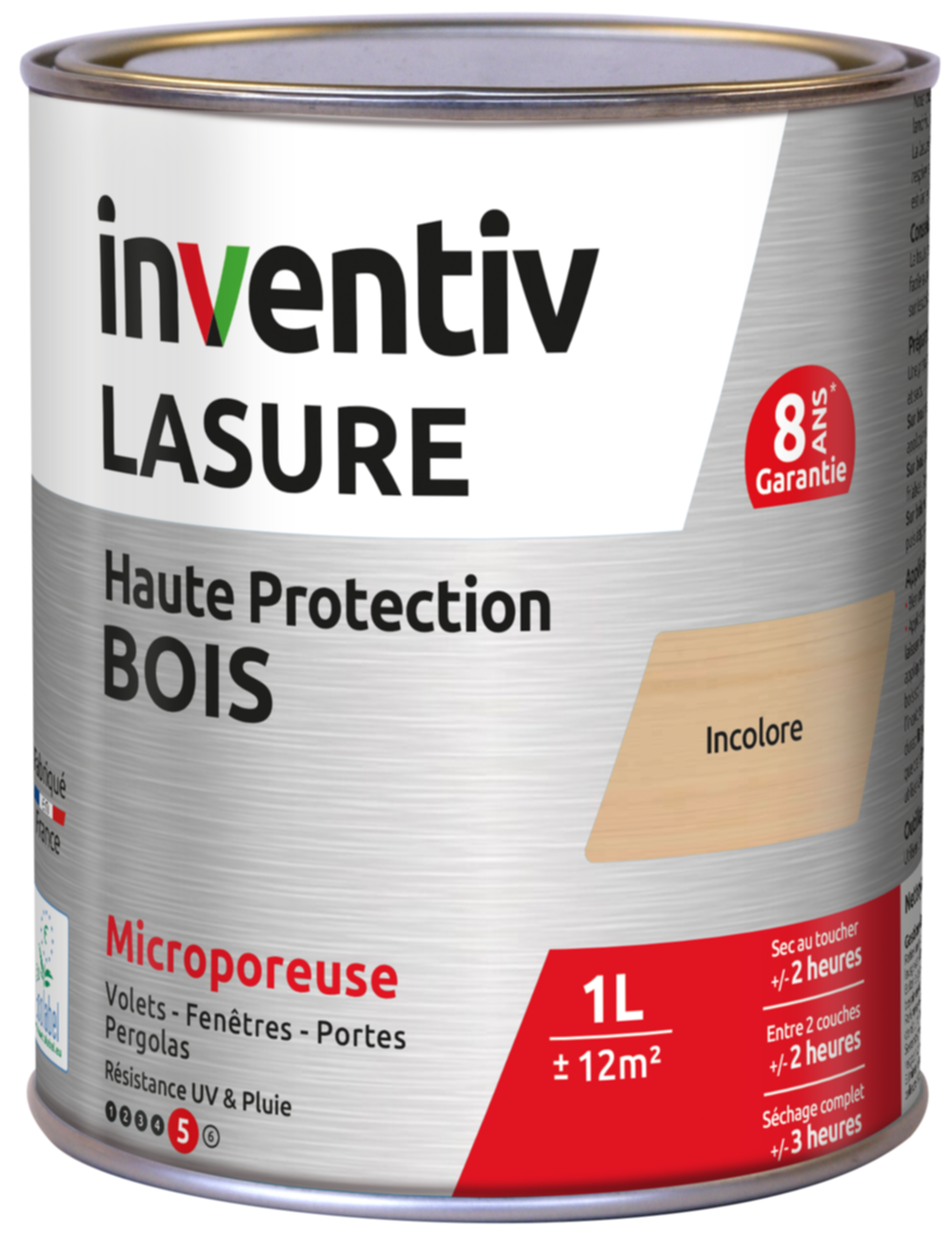 Lasure 8 ans chêne moyen 1 L - INVENTIV