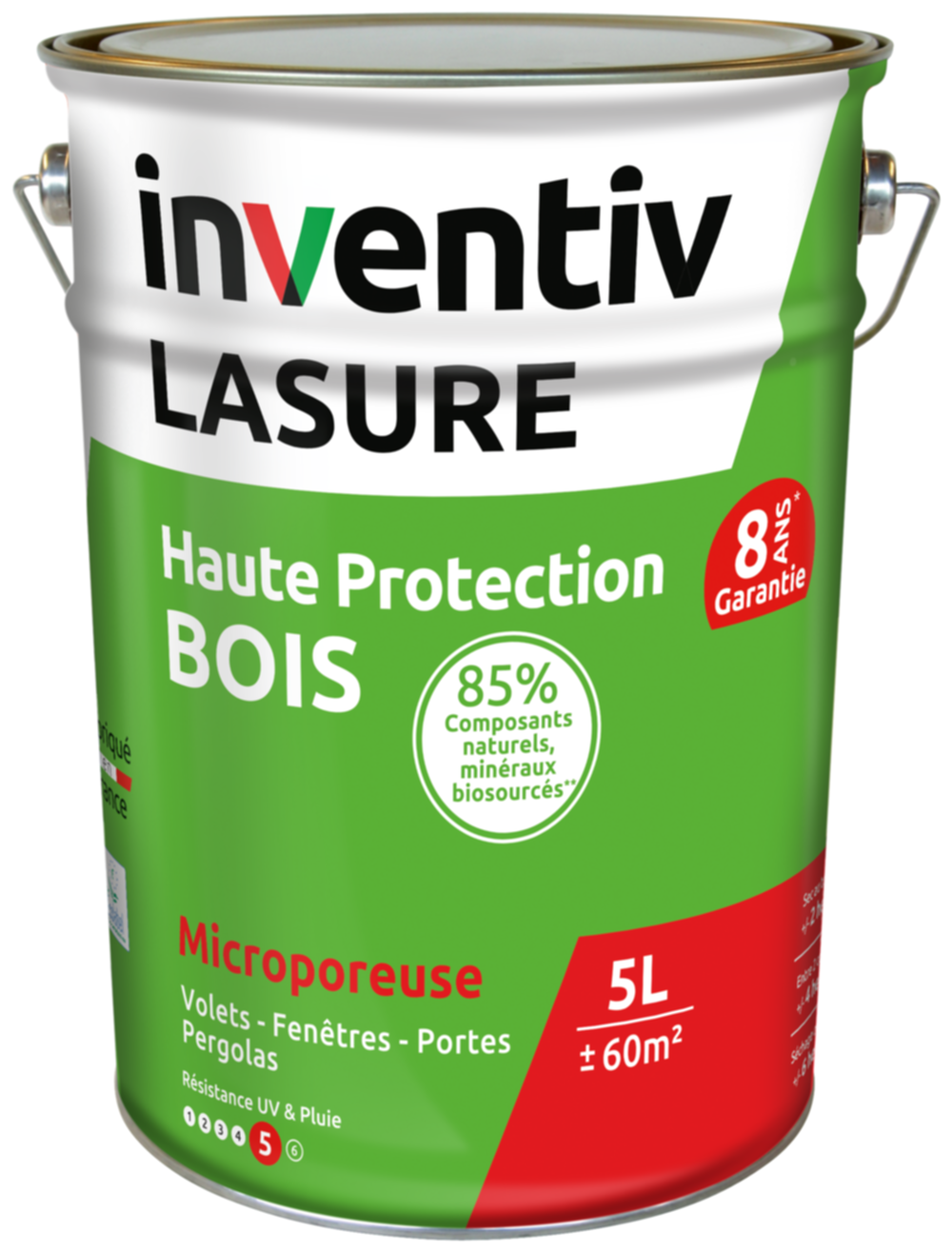 Lasure Bio Haute Protection Bois 8 ans chêne clair 5L - INVENTIV