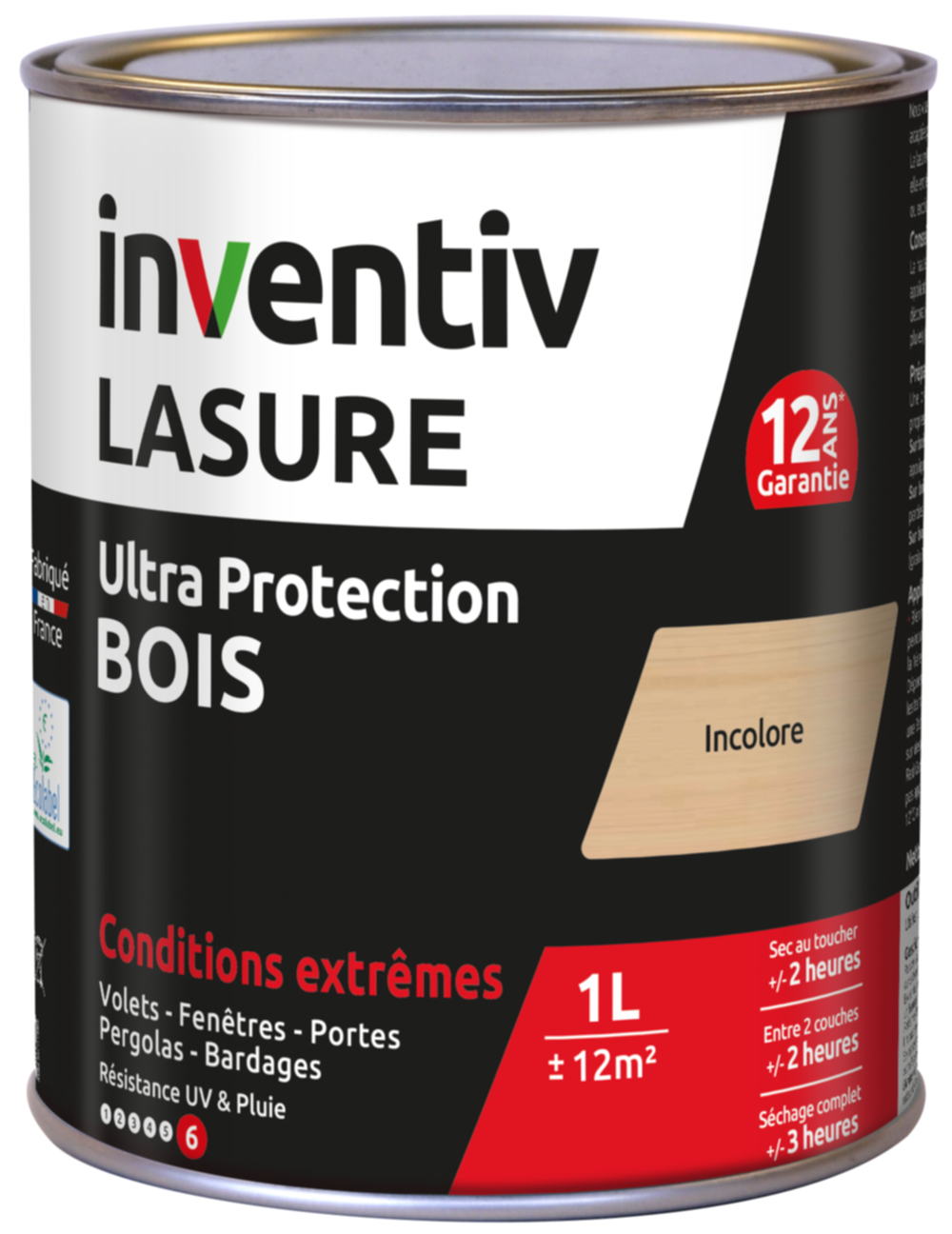 Lasure 12 ans chêne moyen 1 L - INVENTIV