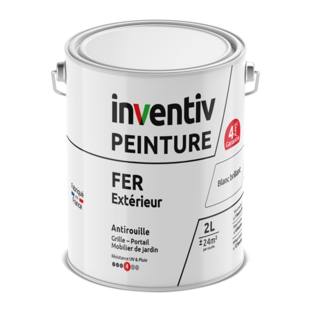 Peinture extérieure fer Garantie 4 ans blanc brillant 2 L - INVENTIV