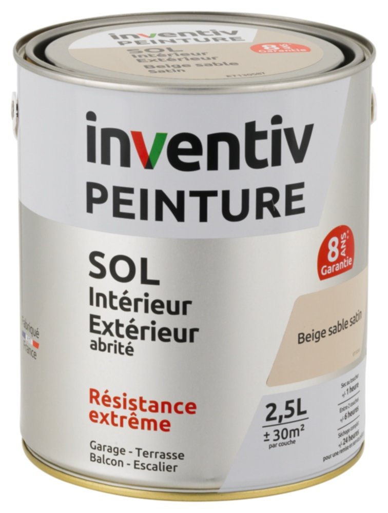 Peinture extérieure sol Garantie 8 ans beige sable satin 2,5 L - INVENTIV