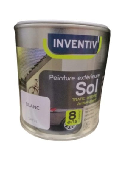 Peinture sol 8 ans blanc satin 0,5 L - INVENTIV