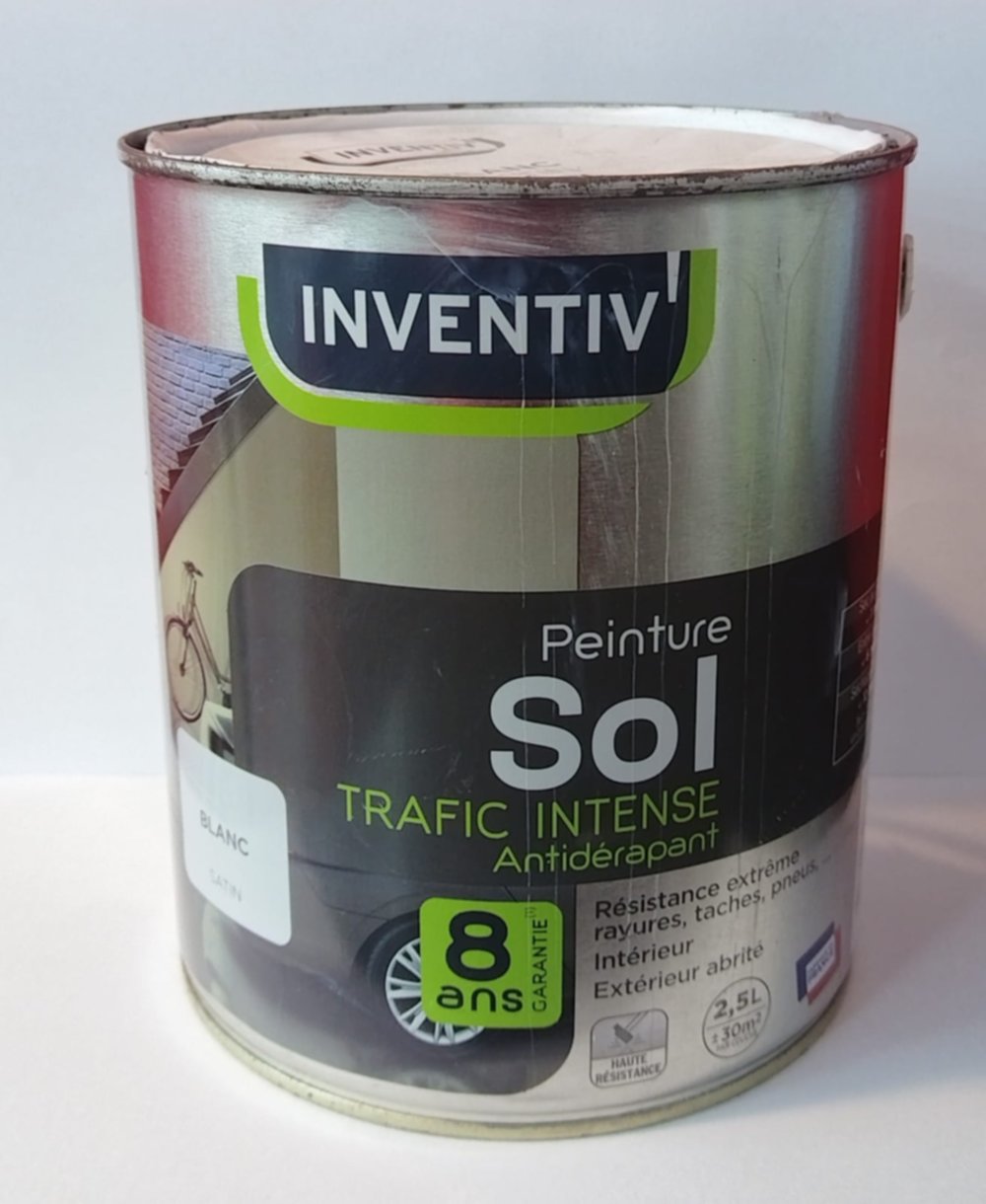 Peinture sol 8 ans blanc satin 2,5 L - INVENTIV