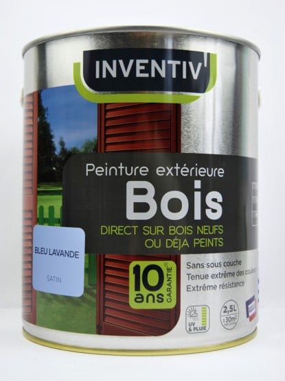 Peinture bois bleu satin 6 ans 2,5 L - INVENTIV