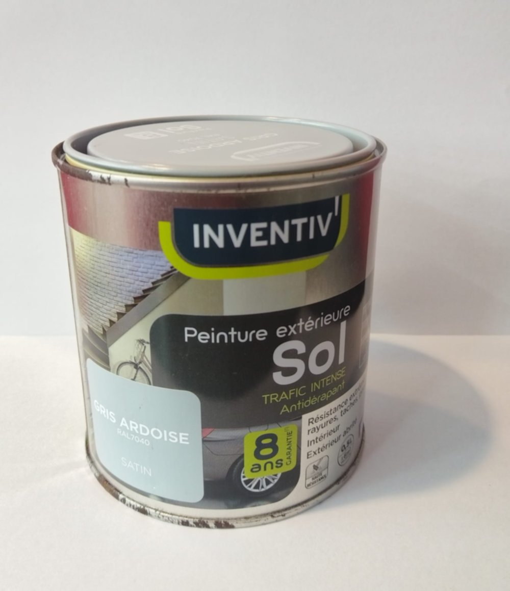 Peinture sol 8 ans gris ardoise satin 0,5 L - INVENTIV