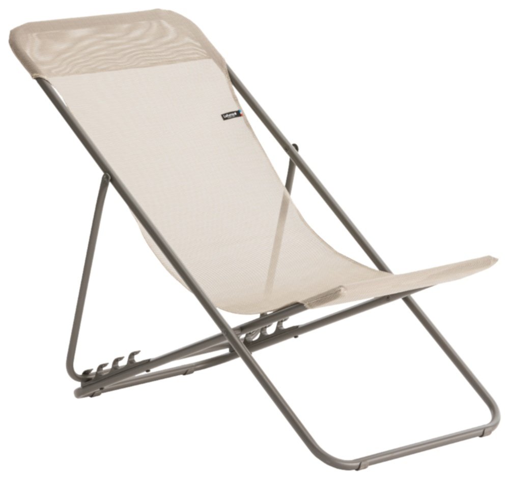 Chaise longue pliable maxi 94 x 62 x 83 cm+tétière terre - LAFUMA