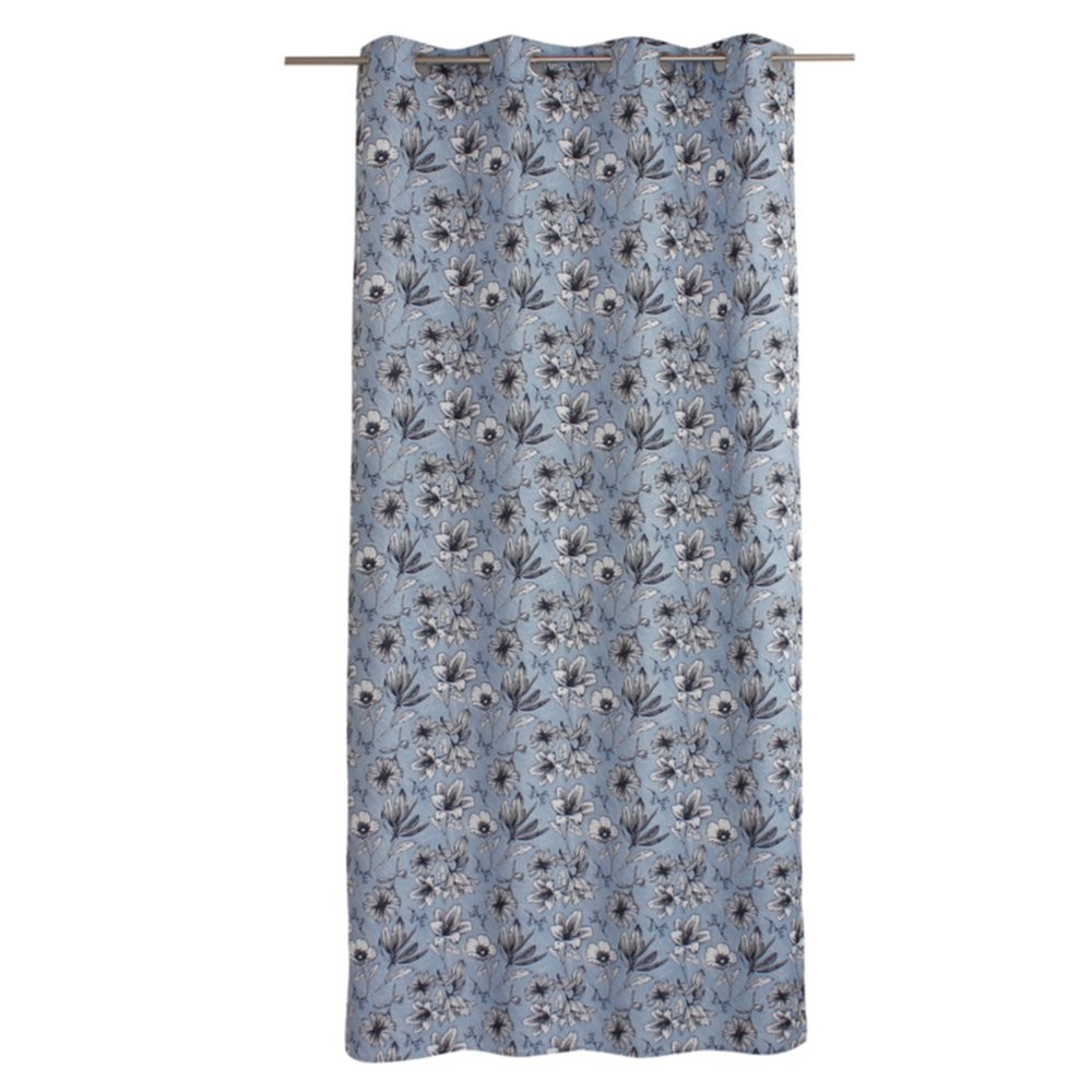 Rideau imprimé Lily 140 x 240 cm bleu - DECOSTARS