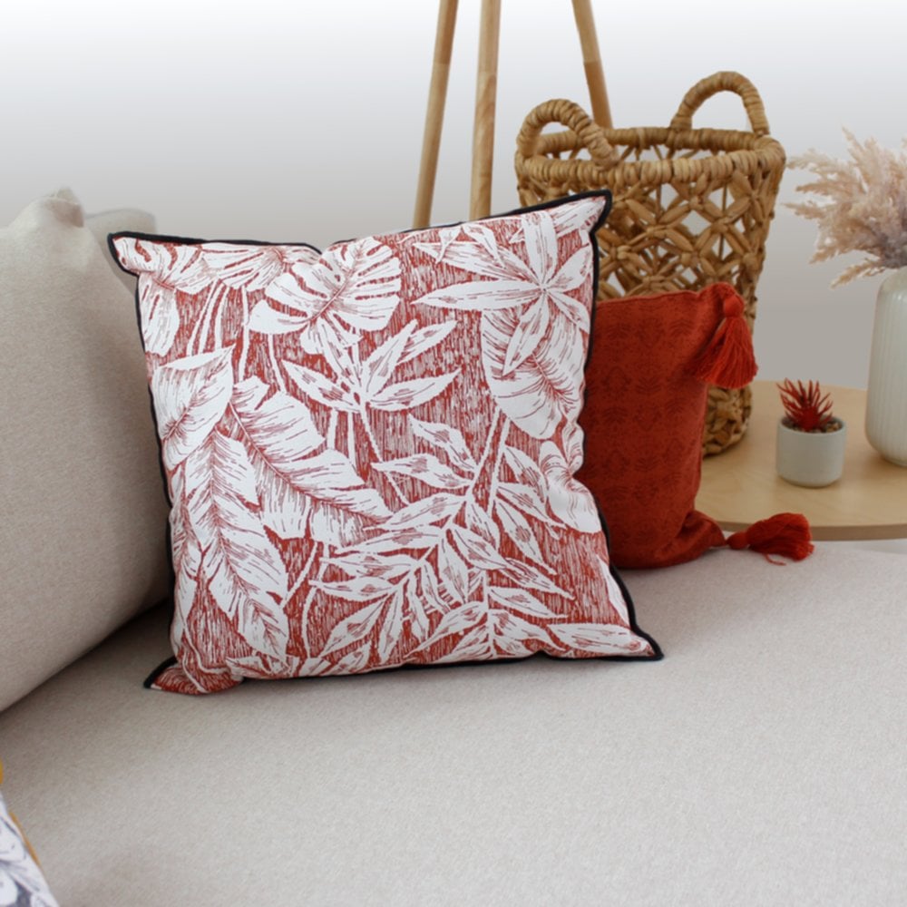 Coussin déhoussable imprimé Bundi 40 x 40 cm rouge - DECOSTARS