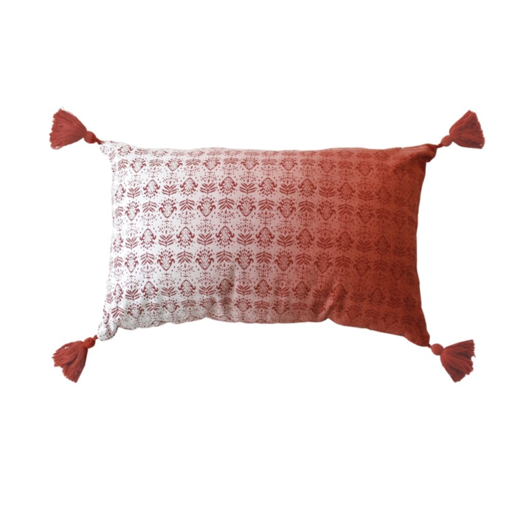 Coussin déhoussable imprimé Bundi 50 x 30 cm rouge - DECOSTARS