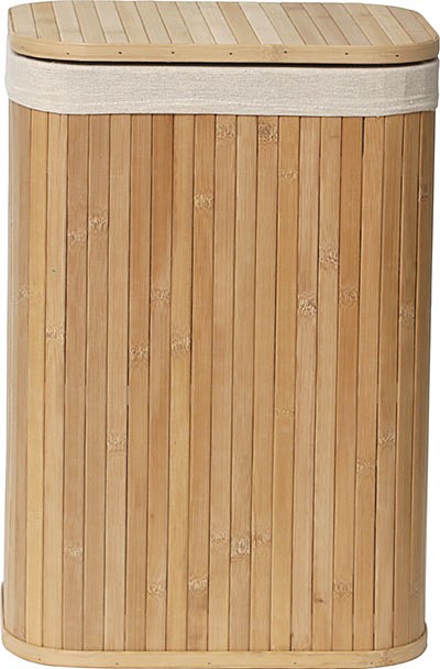 Panière à linge rectangulaire - bambou/tissu lin
