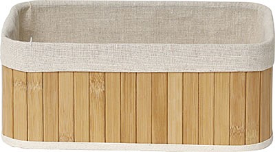 Panier rectangulaire modèle moyen - bambou/tissu lin