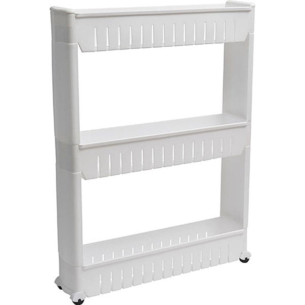 Meuble rangement PP 3 niveaux sur roulettes - blanc - TENDANCE