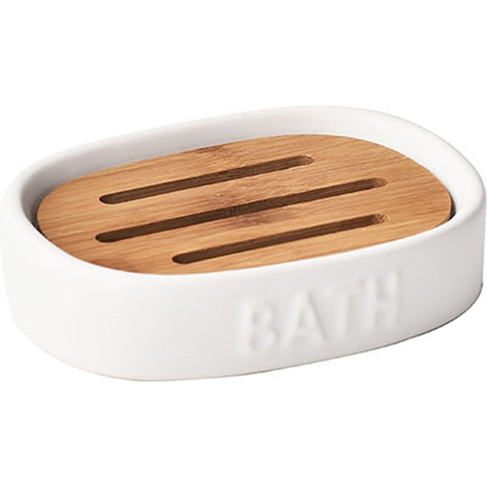 Porte savon Bath en dolomite et bambou