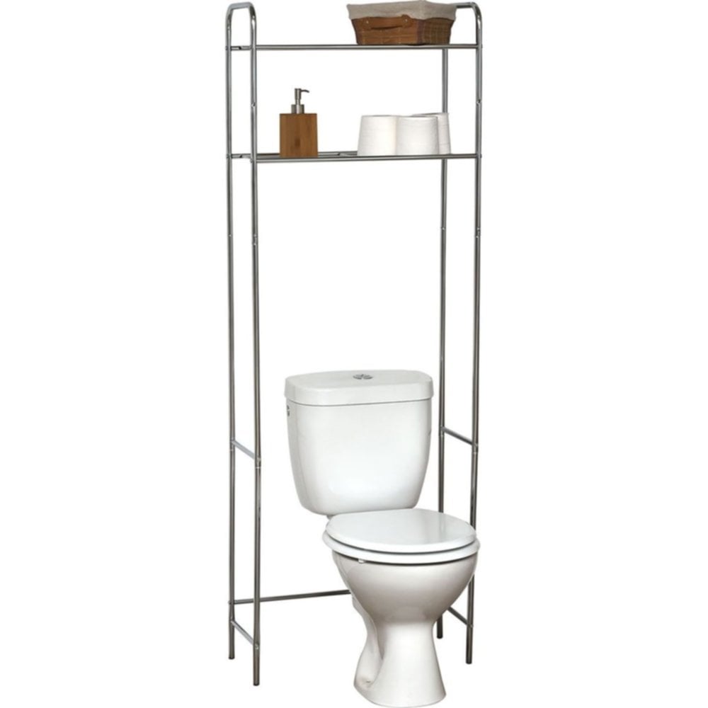 Meuble pour toilettes 2 tablettes chrome - TENDANCE