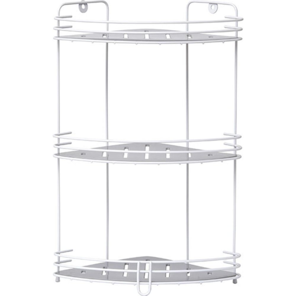 Etagère d'angle 3 plateaux métal/PP blanc/gris - TENDANCE