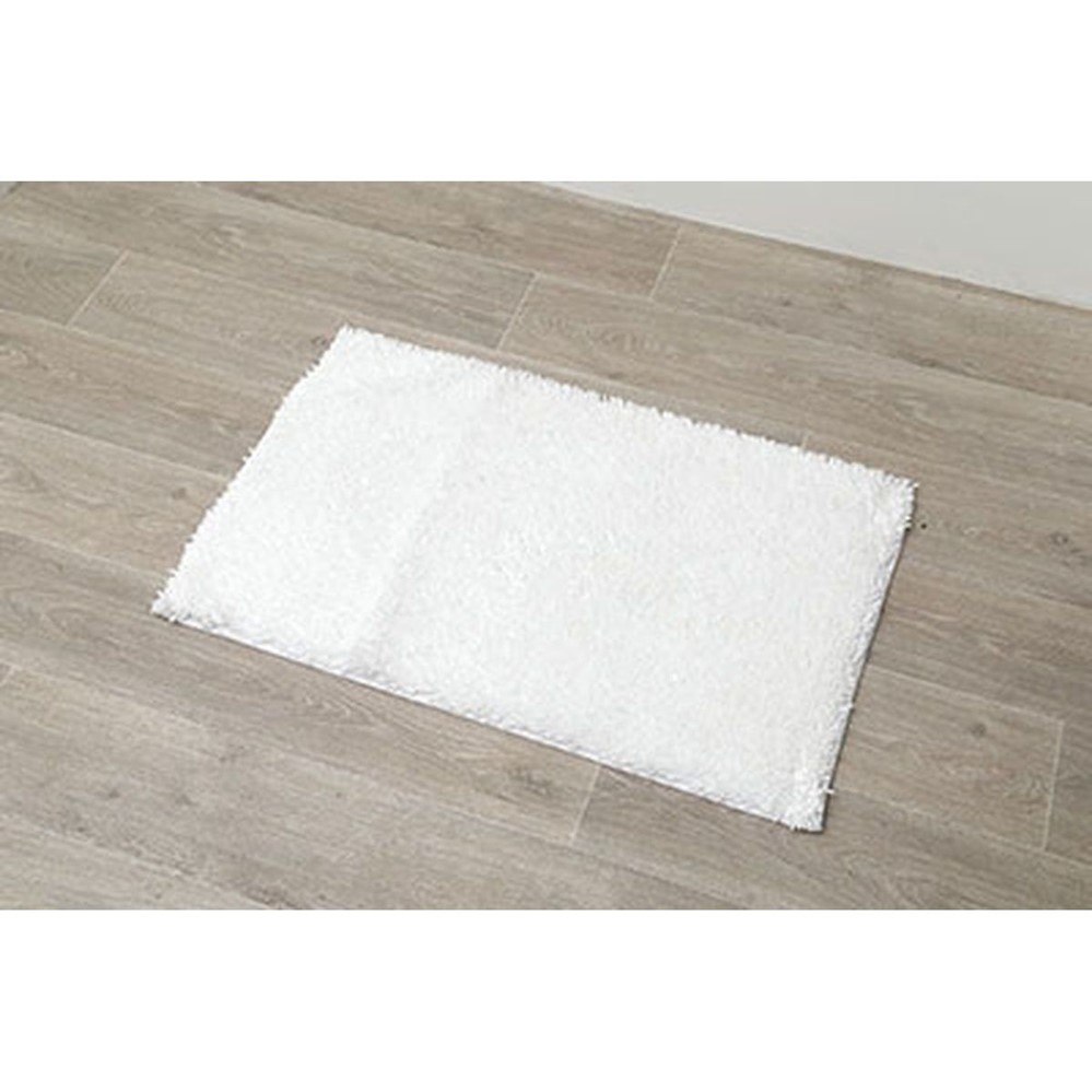 Tapis microfibre petite chenille 50 x 80 cm blanc - TENDANCE