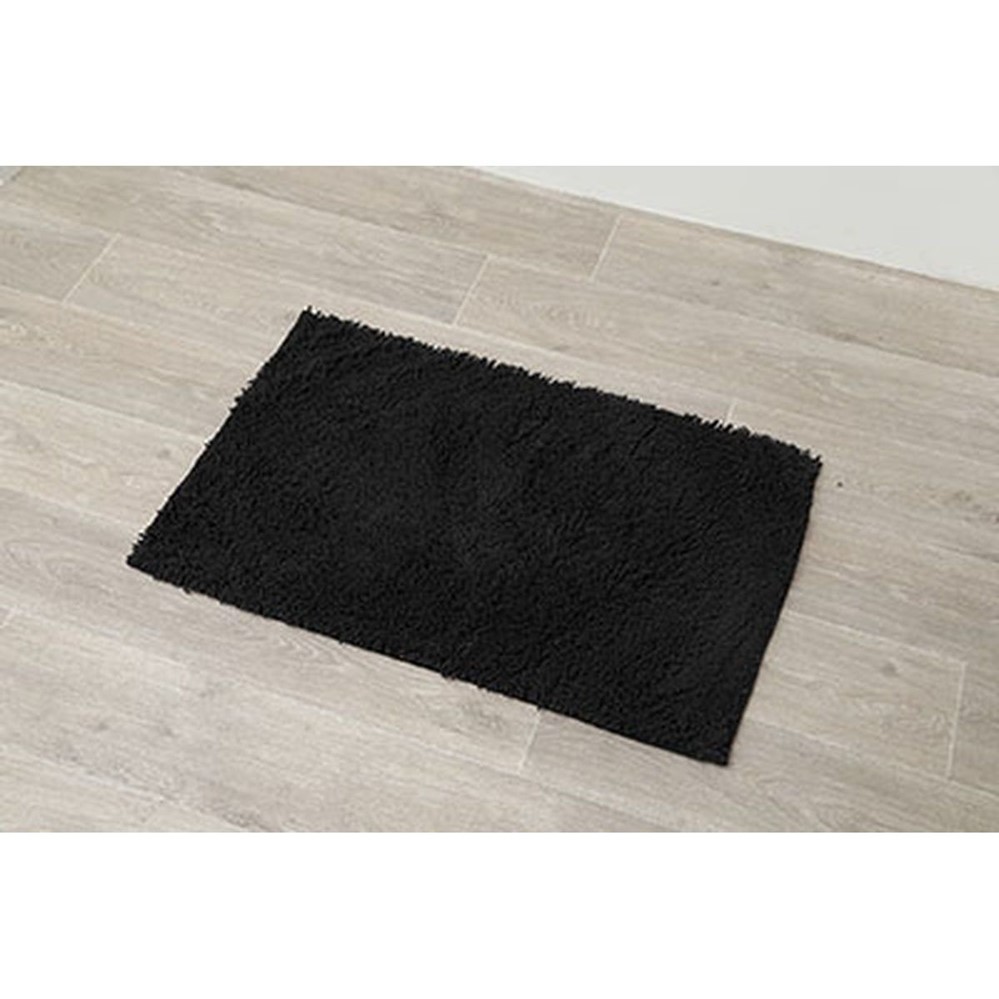 Tapis microfibre petite chenille 50 x 80 cm noir - TENDANCE