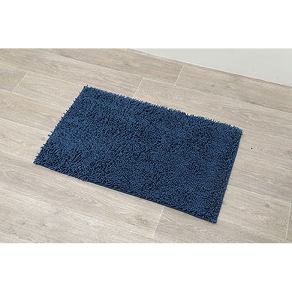 Tapis microfibre petite chenille 50 x 80 cm bleu paon