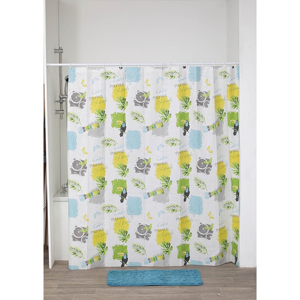 Rideau de douche Peva 180 x 180 cm avec 12 anneaux blanc Marina