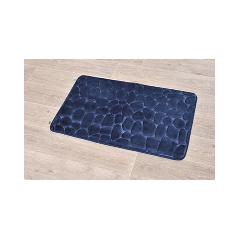 Tapis mémoire de forme galet 50 x 80 cm bleu marine - TENDANCE