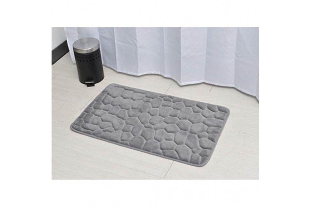 Tapis mémoire de forme galet 50 x 80 cm gris clair - TENDANCE