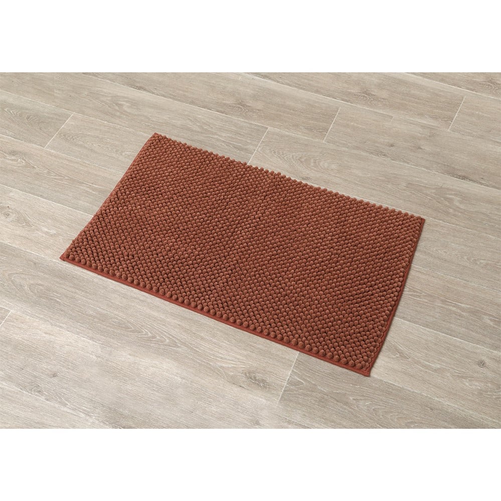 Tapis microfibre boules 50 x 80 cm terracotta - TENDANCE