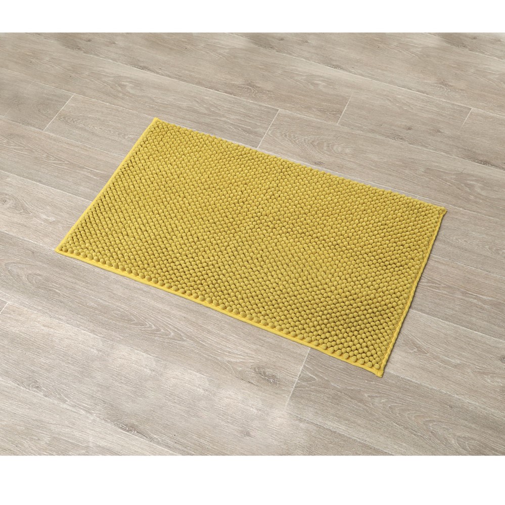 Tapis microfibre boules 50 x 80 cm moutarde - TENDANCE