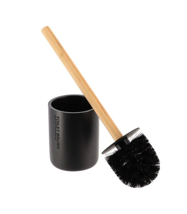 Brosse WC polyrésine noir mat/bambou - TENDANCE