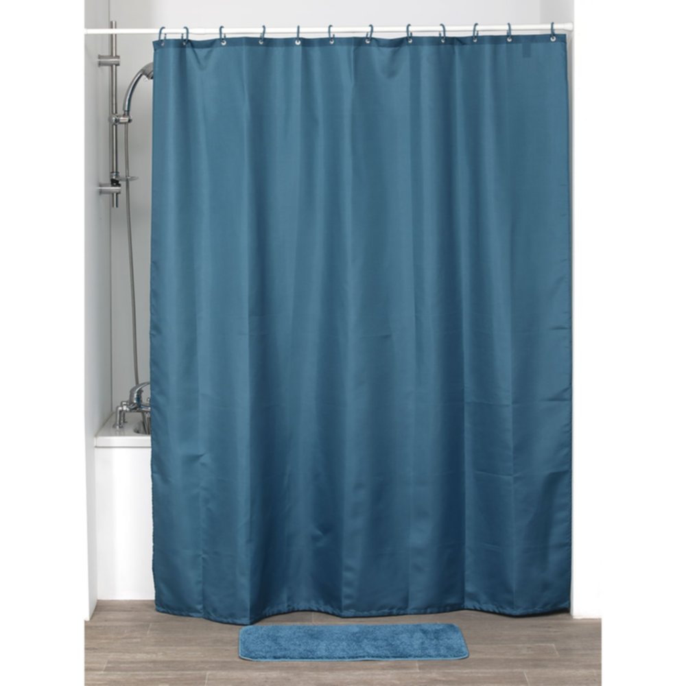 Rideau de douche polyester Tahitien 180 x 200 cm bleu - TENDANCE