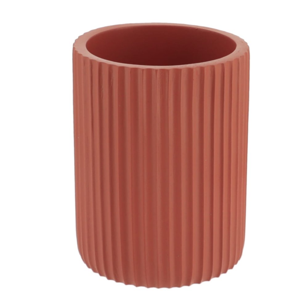 Gobelet strié polyrésine arrondi terracotta - TENDANCE