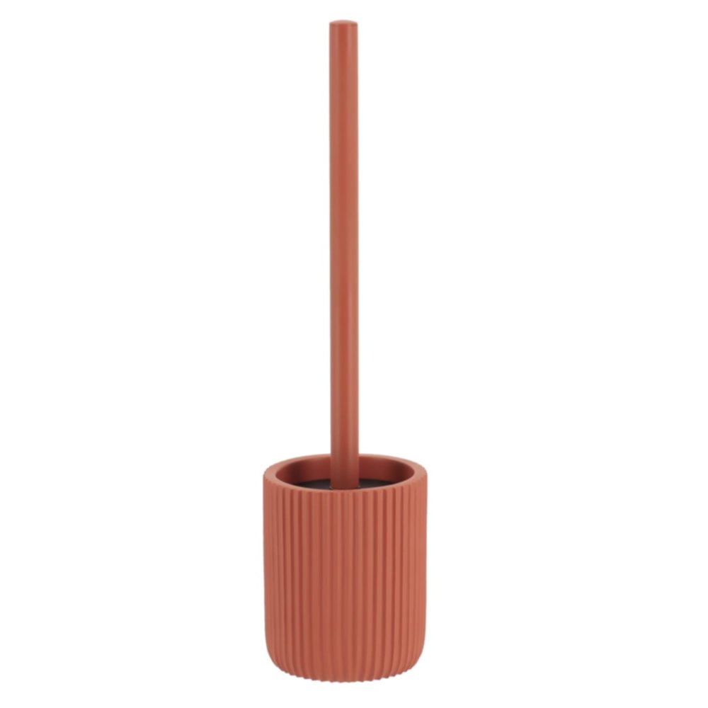 Brosse WC striée polyrésine terracotta - TENDANCE