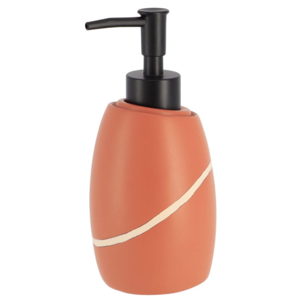 Distributeur savon polyrésine arrondi terracotta 240 mL - TENDANCE