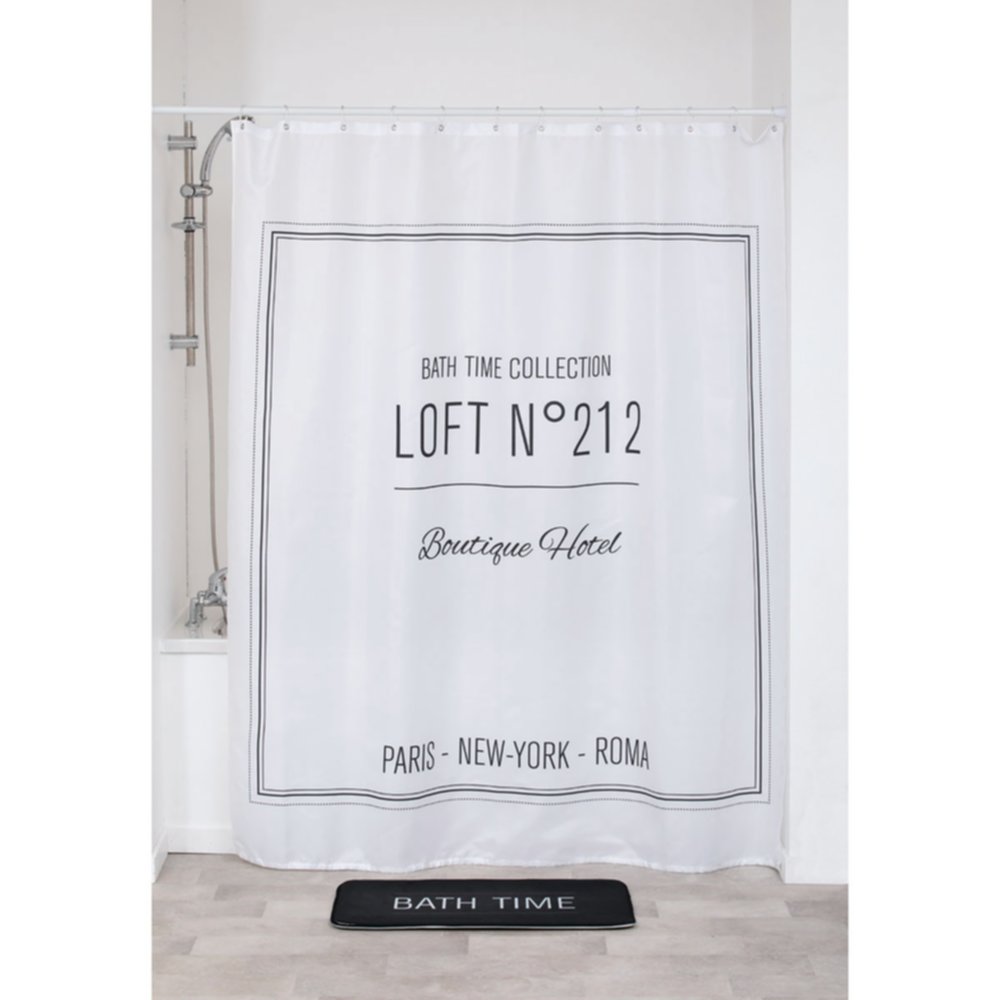 Rideau de douche polyester Neo Retro 180 x 200 cm blanc - TENDANCE