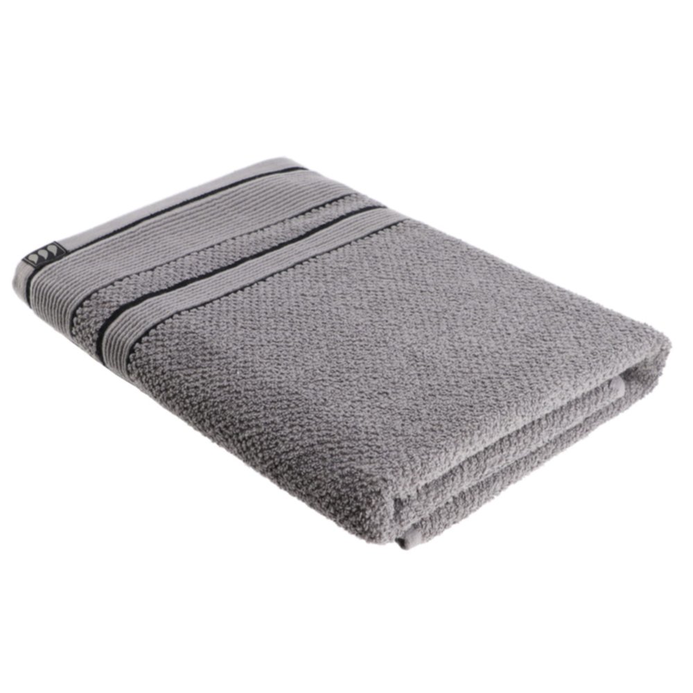 Grande serviette de toilette 70 x 130 cm 100% coton gris/noir - TENDANCE