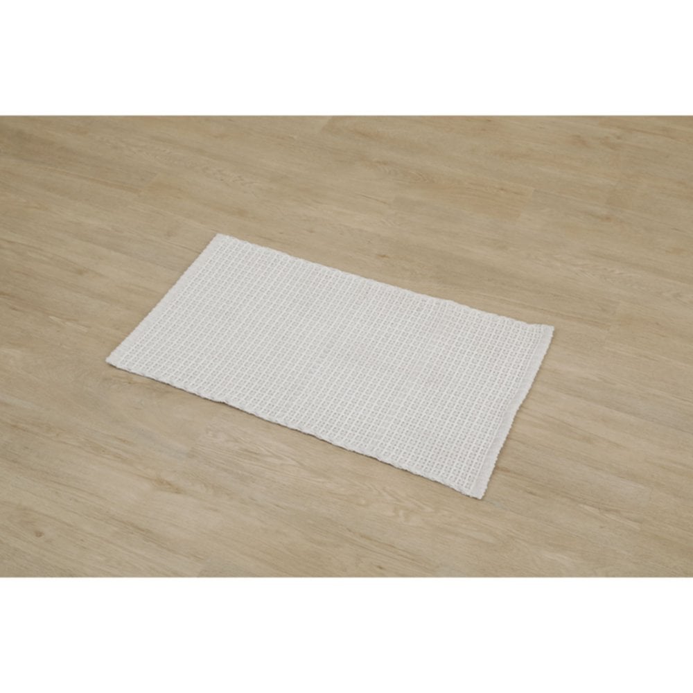 Tapis polyester/coton tressé Mimetisme 50 x 90 cm blanc - TENDANCE