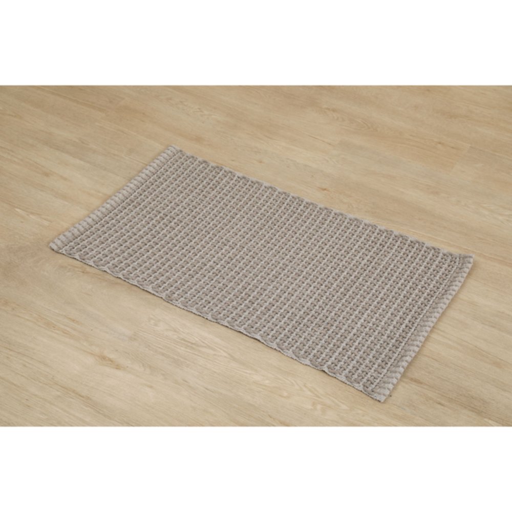 Tapis polyester/coton tressé Mimetisme 50 x 90 cm taupe - TENDANCE