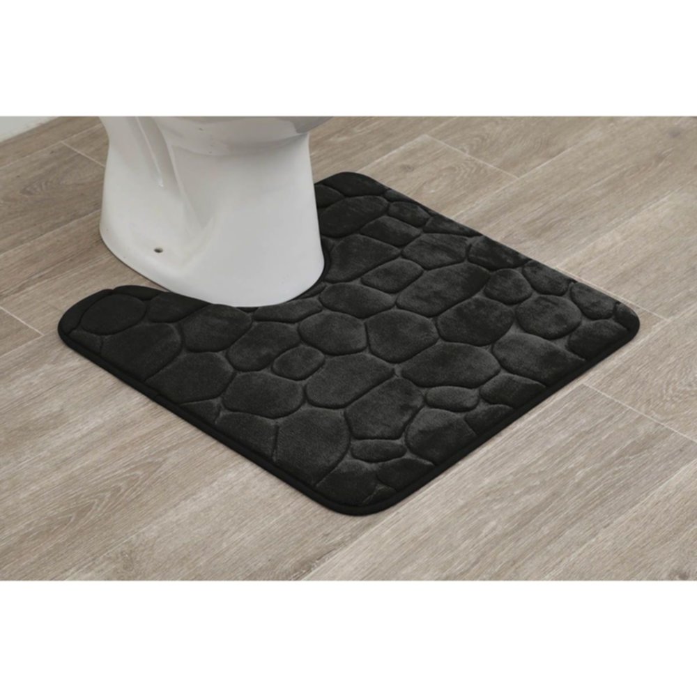 Tapis contour WC mémoire de forme galet 45 x 50 cm noir - TENDANCE