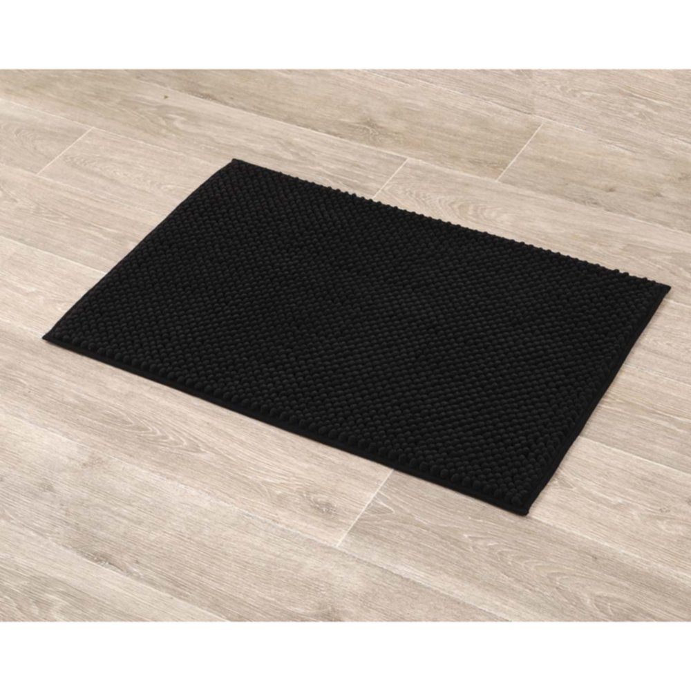 Tapis microfibre boules 50 x 80 cm noir - TENDANCE