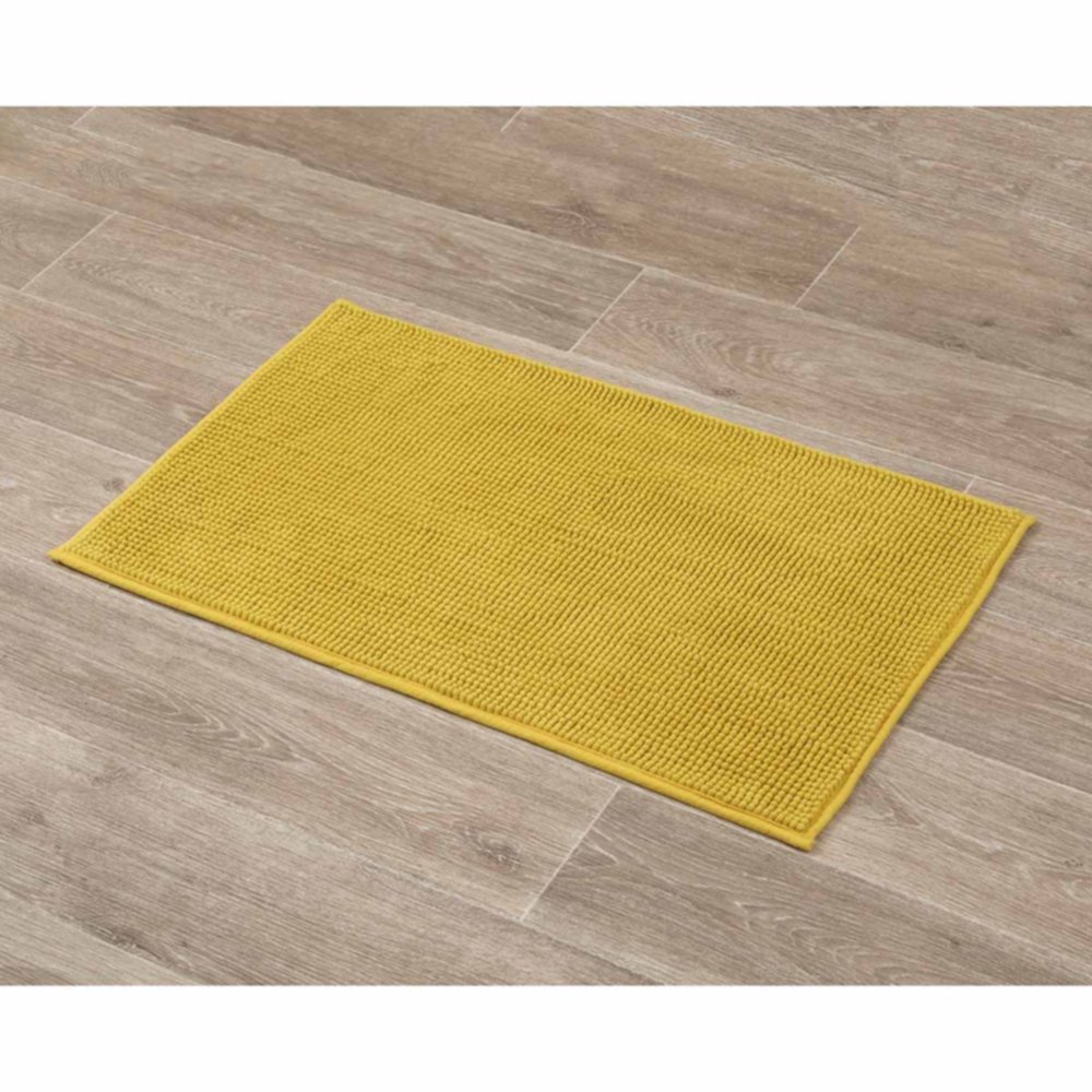 Tapis microfibre boules 45 x 75 cm moutarde - TENDANCE