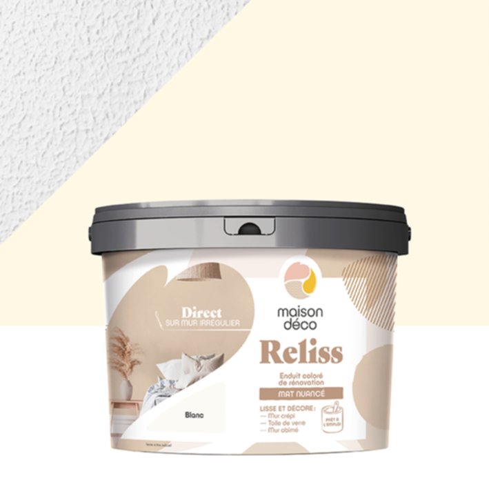 Enduit coloré rénovation mat nuancé Reliss blanc 15 kg - MAISON DECO