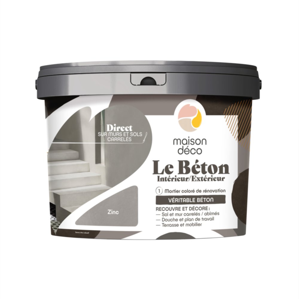 Enduit Le Béton intérieur/extérieur zinc 5 kg - MAISON DECO