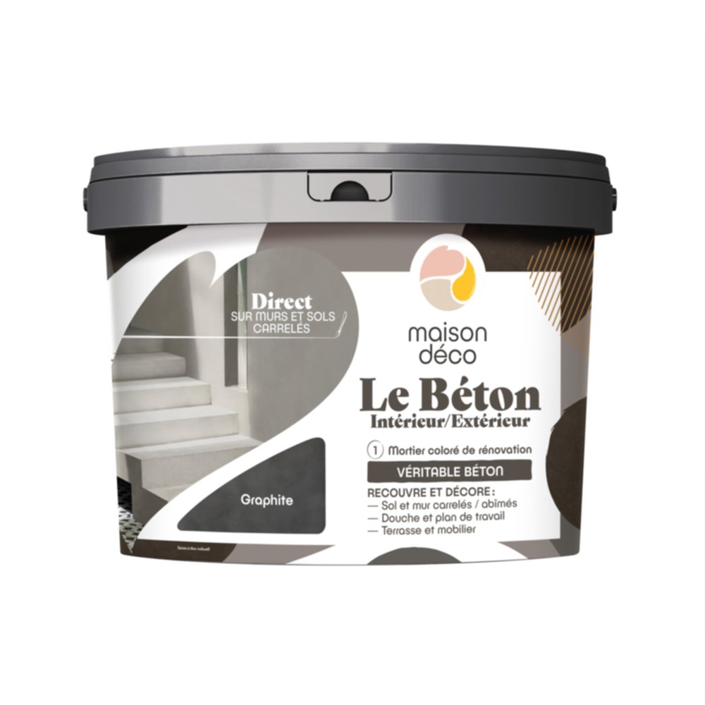 Enduit Le Béton intérieur/extérieur graphite 5 kg - MAISON DECO