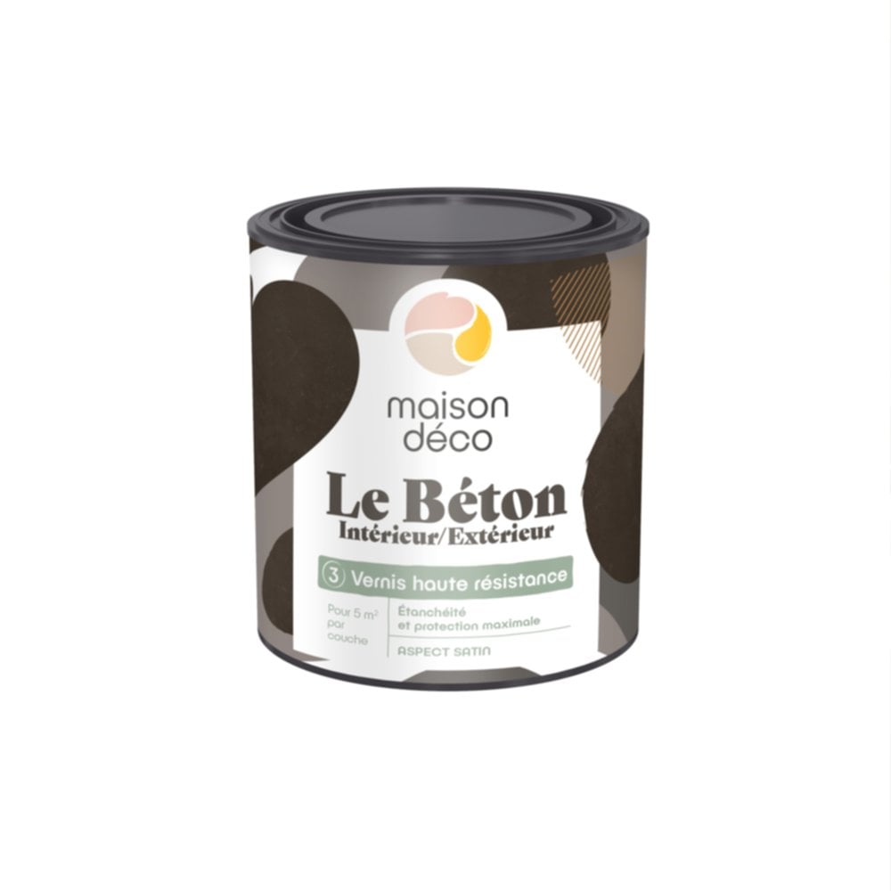 Vernis haute résistance Le Béton satin 0,5 L - MAISON DECO